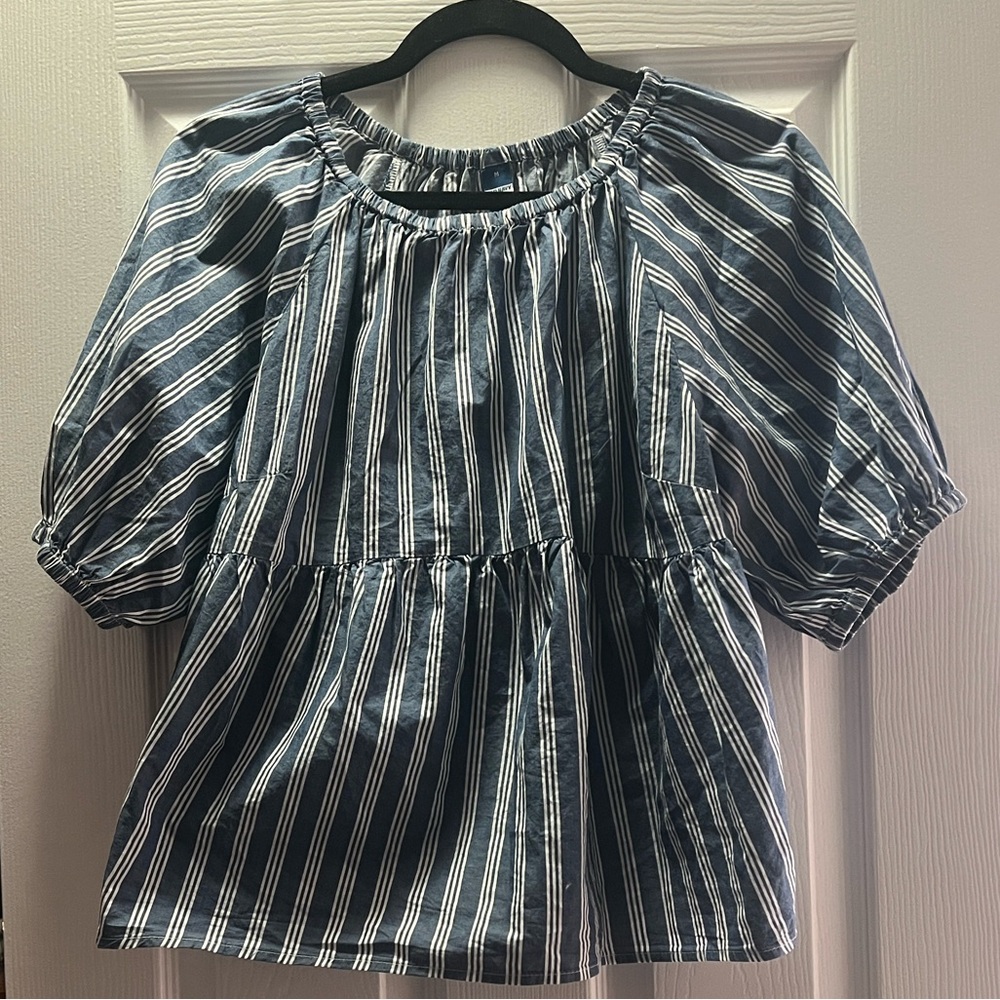 Old Navy Summer Blue and White Striped Blouse